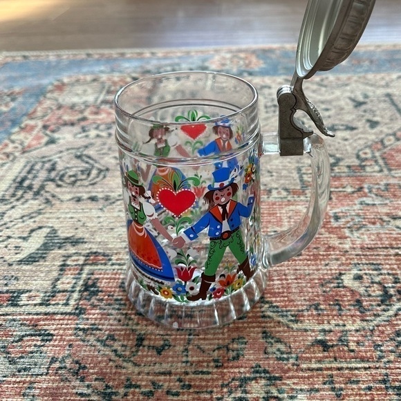 3 for $15 VINTAGE West German Clear Glass Young Lovers Stein with Pewter Lid - Picture 2 of 6